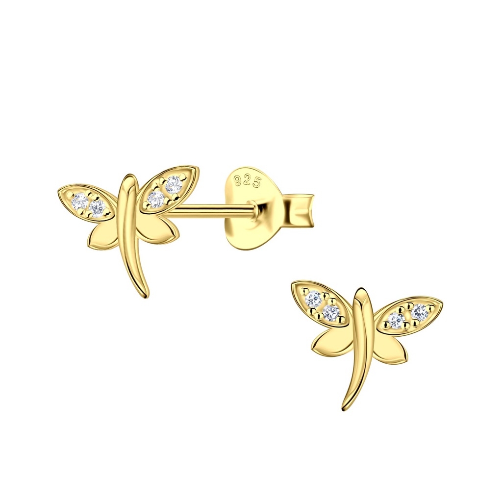 Puces d'oreilles libellule en argent