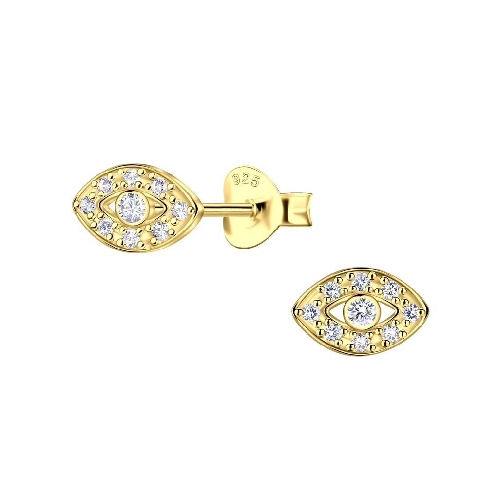 Silver Evil Eye Stud Earrings