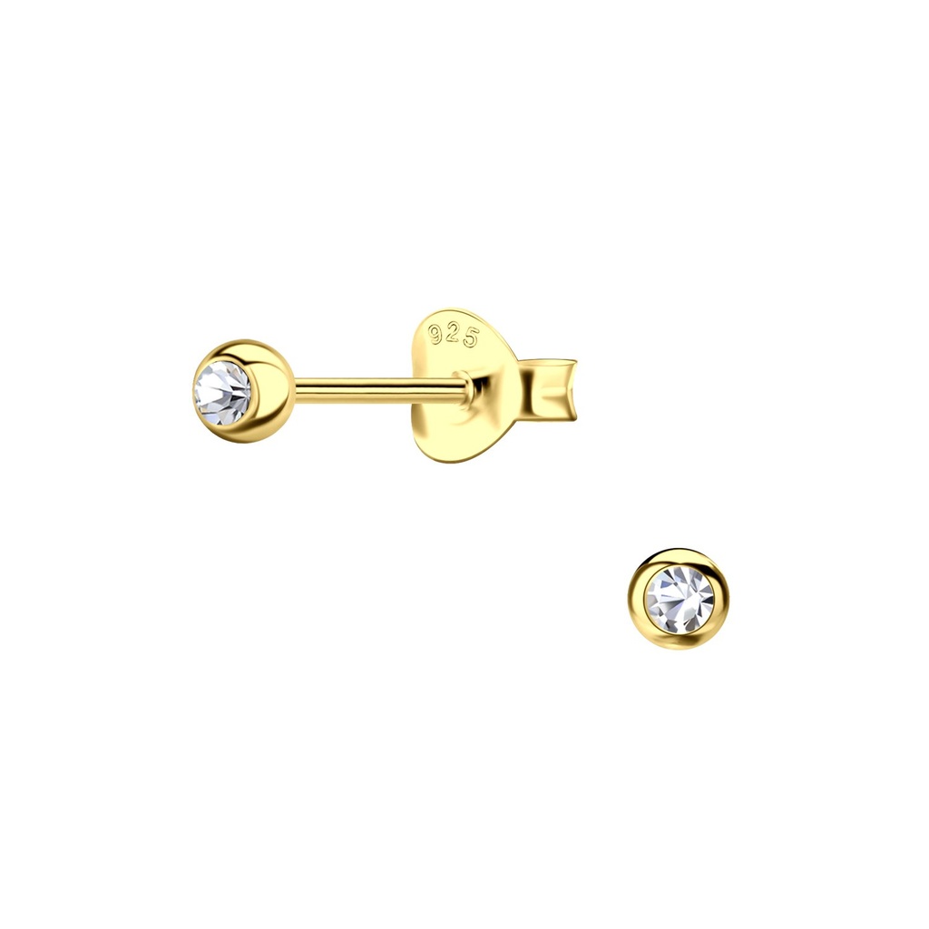 [10035804] Silver Crystal Single Stone Stud Earrings