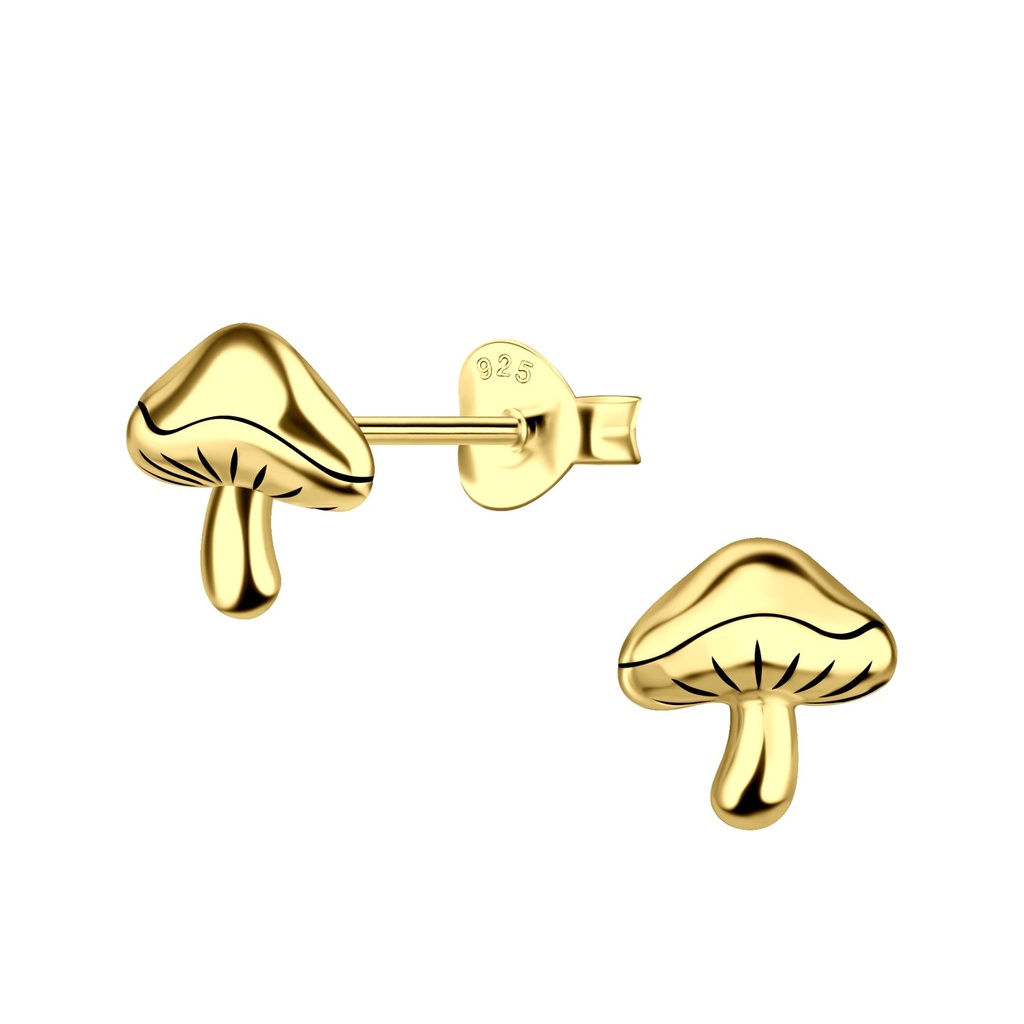 Puces d'oreilles champignon en argent