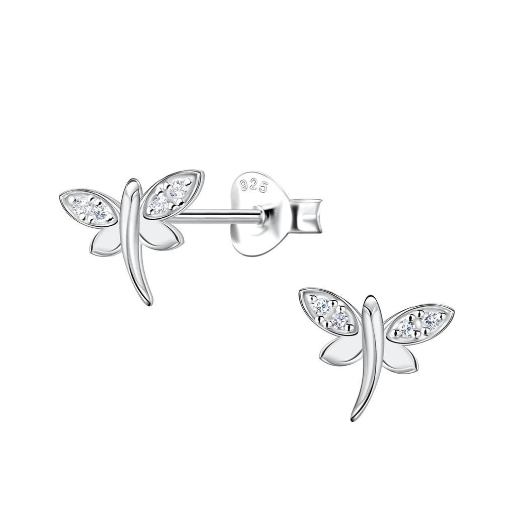 Silver Dragonfly Stud Earrings