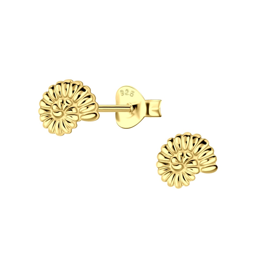 Silver Spiral Shell Stud Earrings