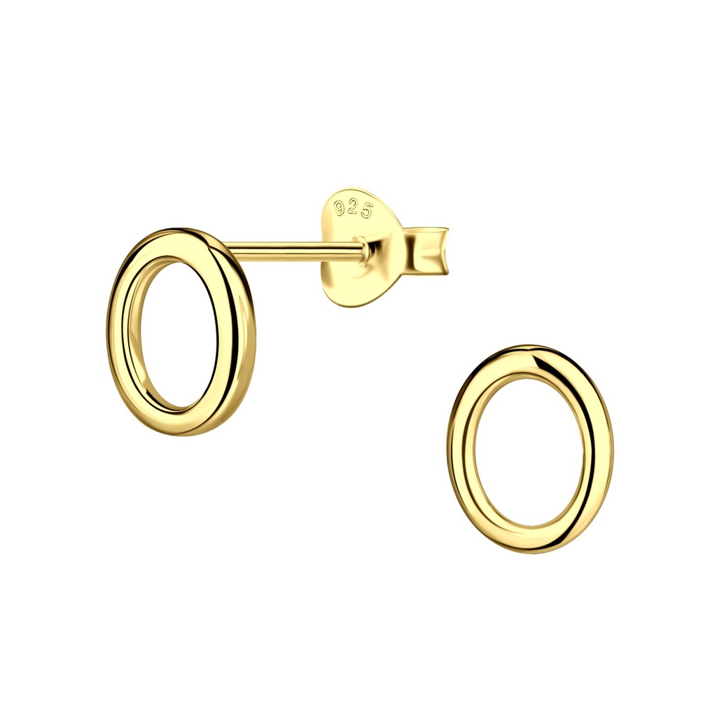 [10033423] Silver Oval Stud Earrings