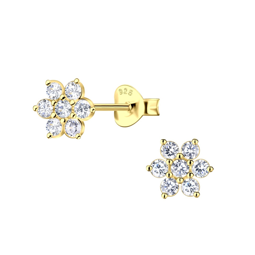 Puces d'oreilles fleur en argent