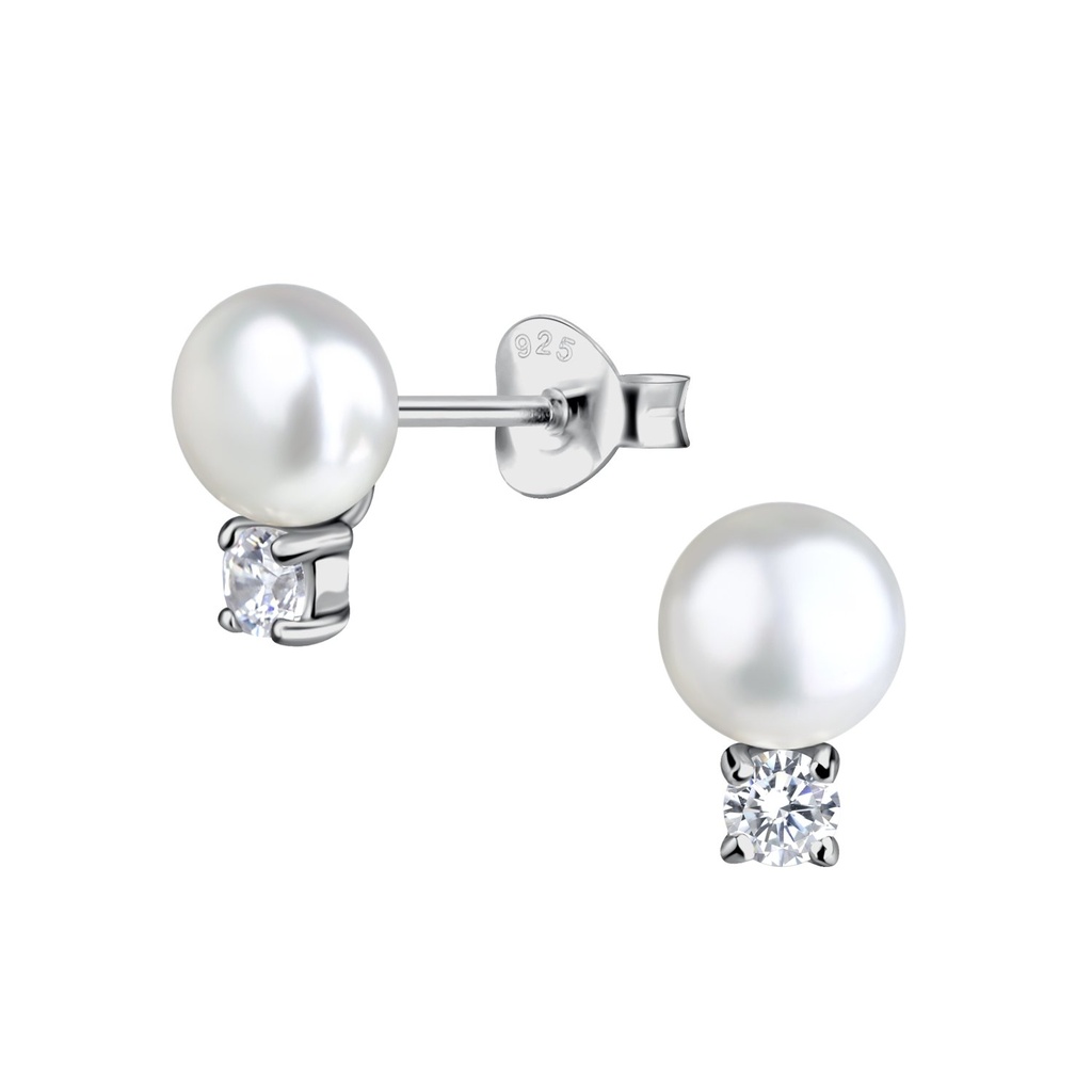 Puces d'oreilles doubles rondes en argent