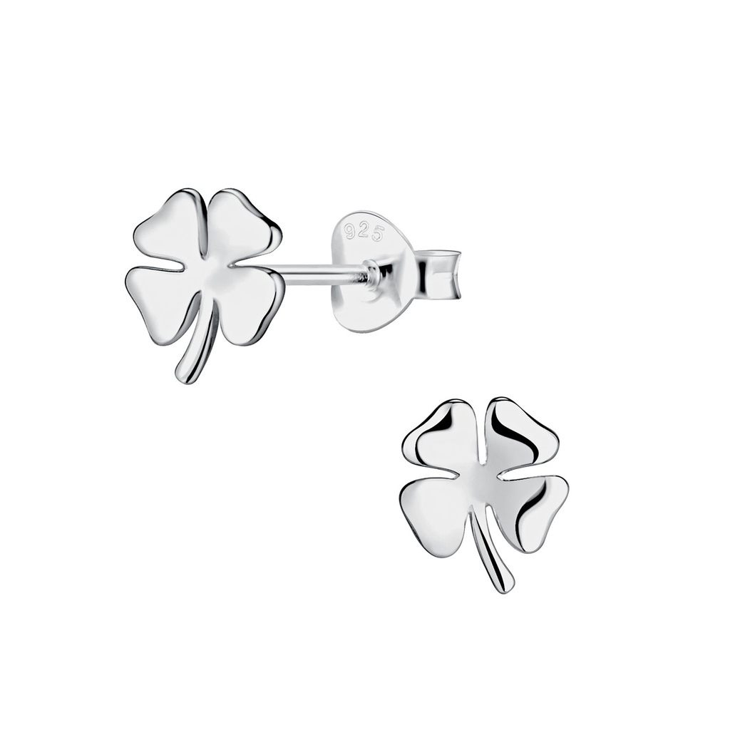 Puces d'oreilles trèfle en argent
