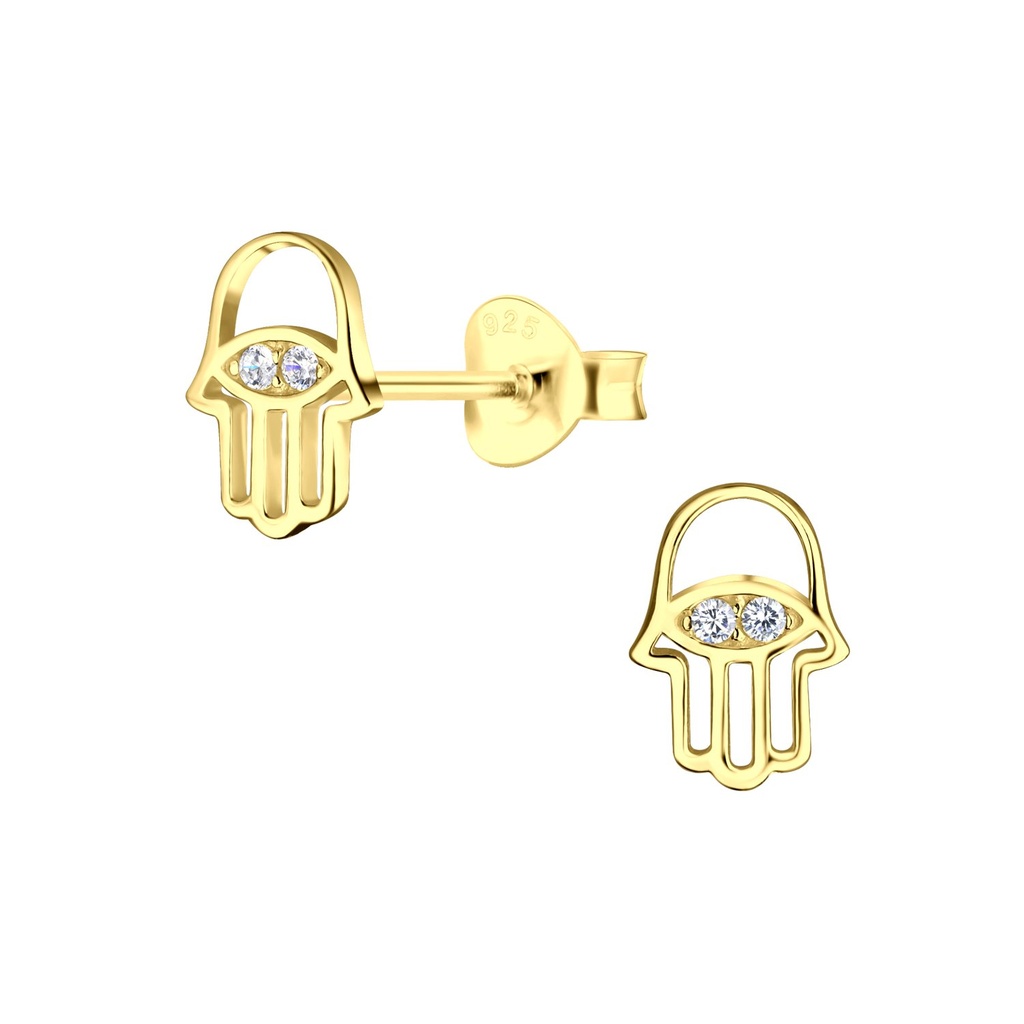 Puces d'oreilles main de Fatma en argent