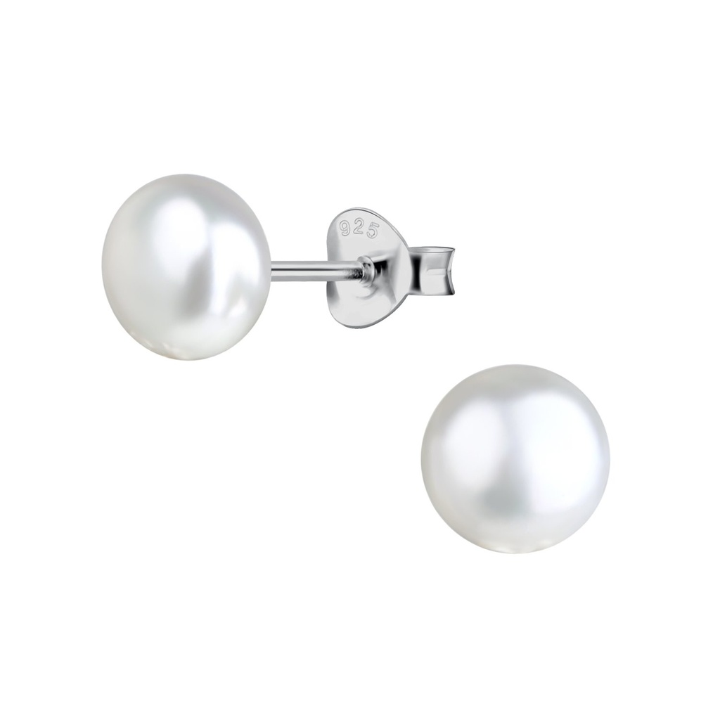 [10033878] 7mm Fresh Water Pearl Silver Stud Earrings