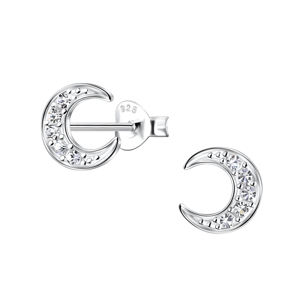 [10035784] Silver Moon Stud Earrings