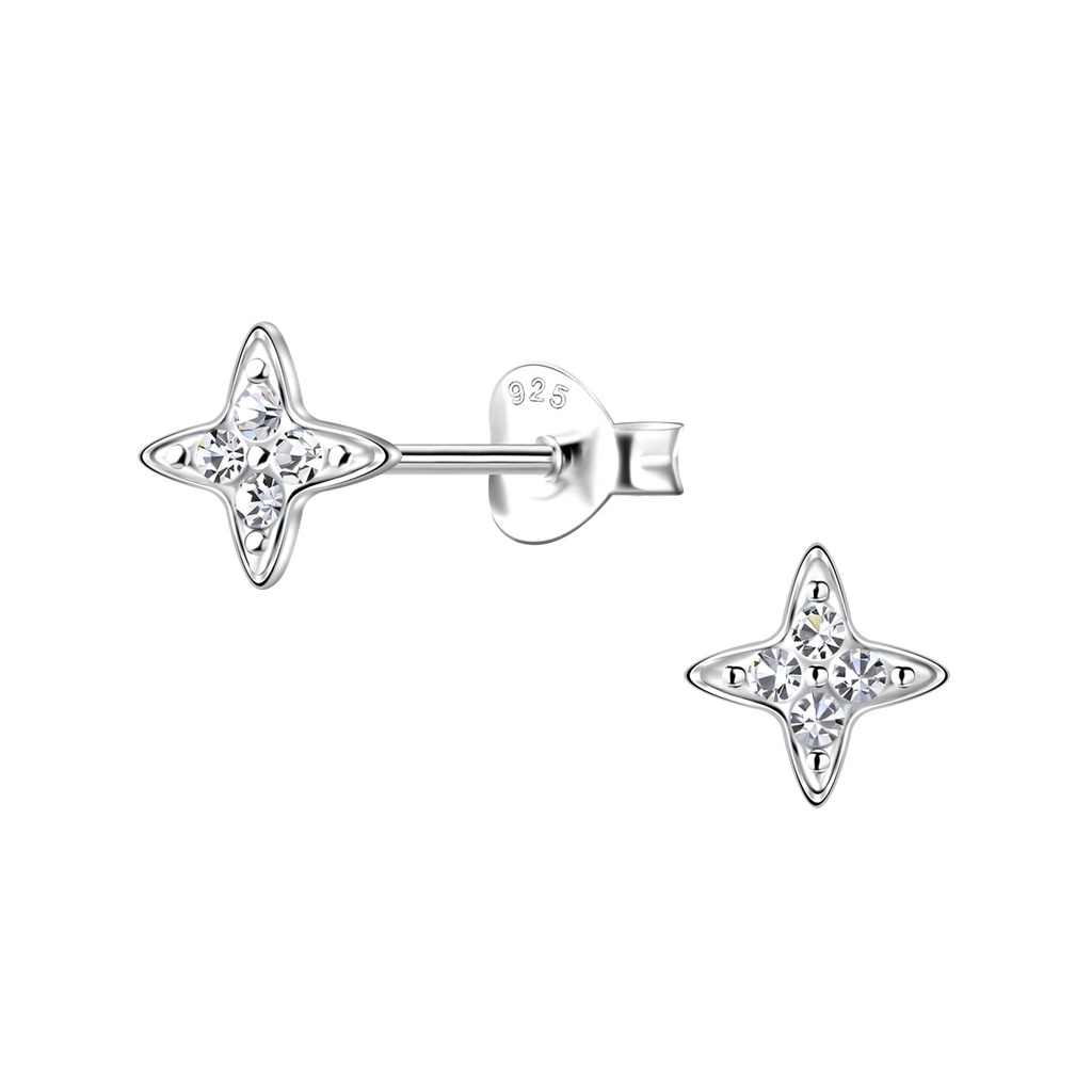 [10034630] Silver Flower Stud Earrings