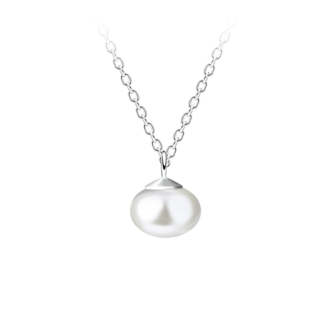 [10033895] 6mm Fresh Water Pearl Silver Necklace