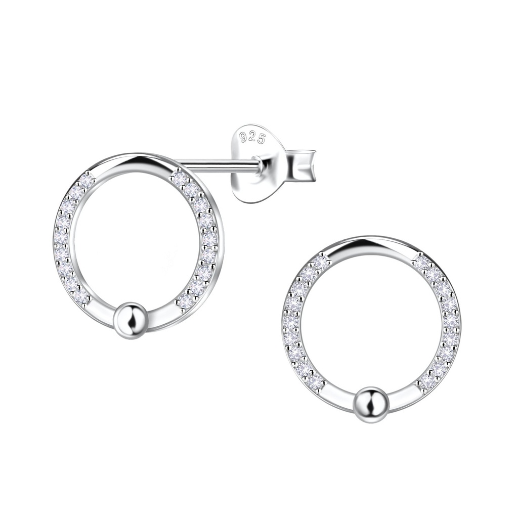 Silver Circle Stud Earrings