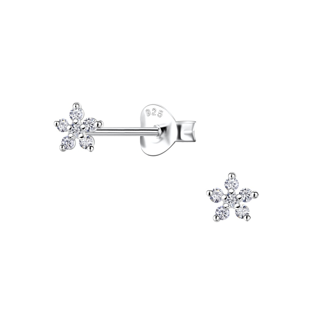 Silver Flower Stud Earrings 