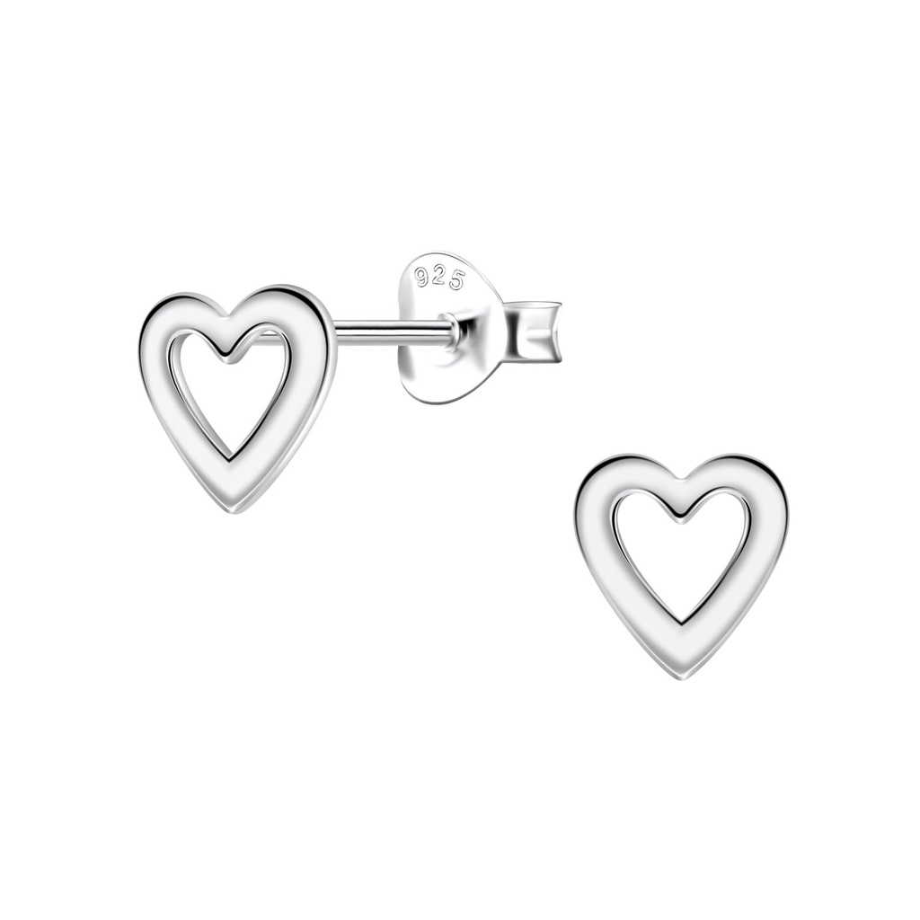 Silver Heart Stud Earrings