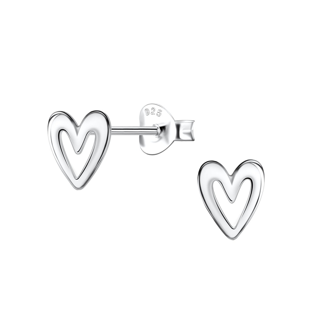 Puces d'oreilles cœur en argent