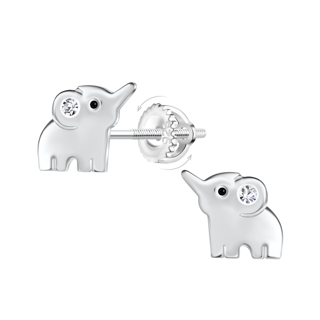 [10036040] Boucles d'oreilles à fermoir à vis éléphant en argent