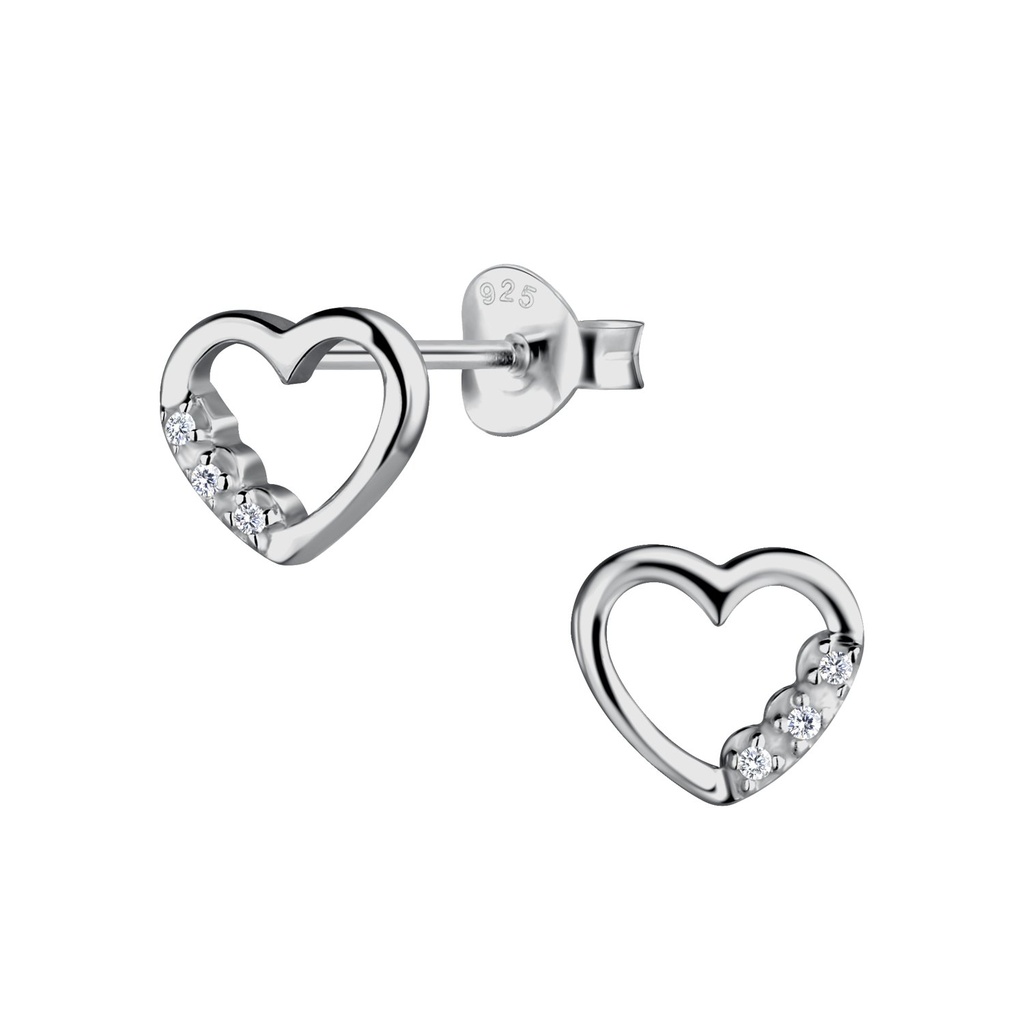 [10028302] Silver Heart Stud Earrings