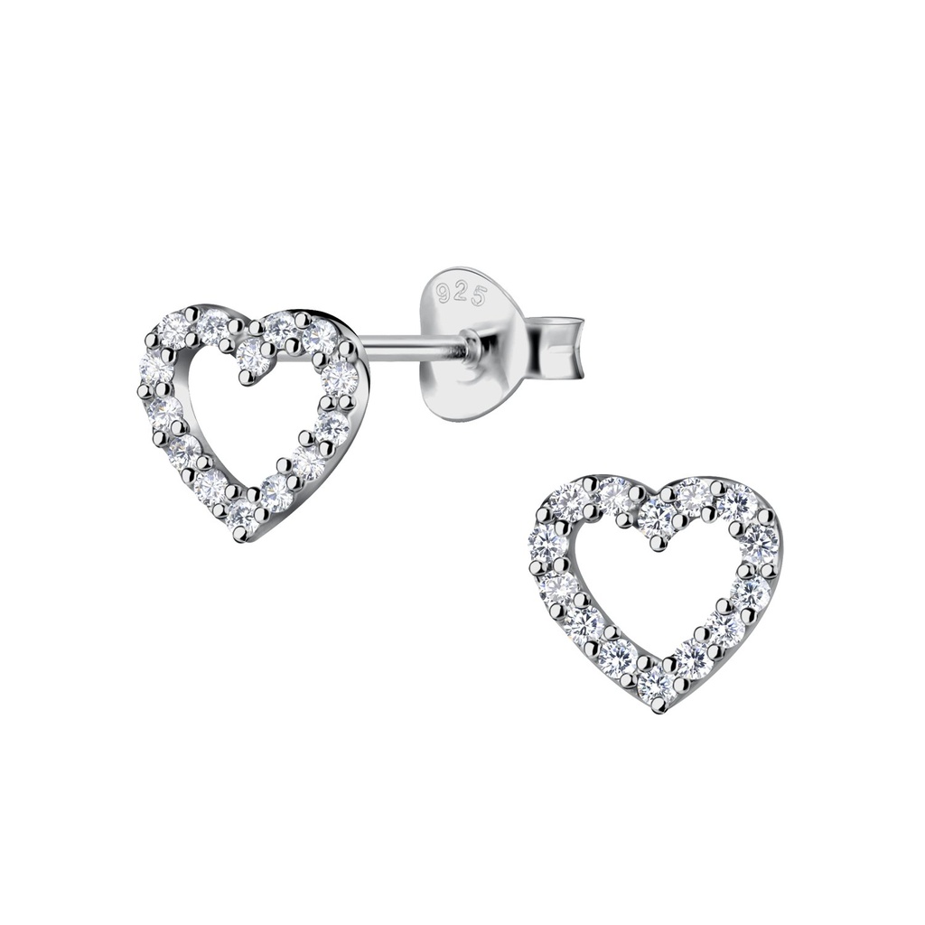 Silver Heart Stud Earrings