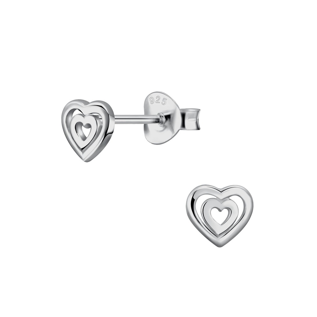 Puces d'oreilles cœur en argent