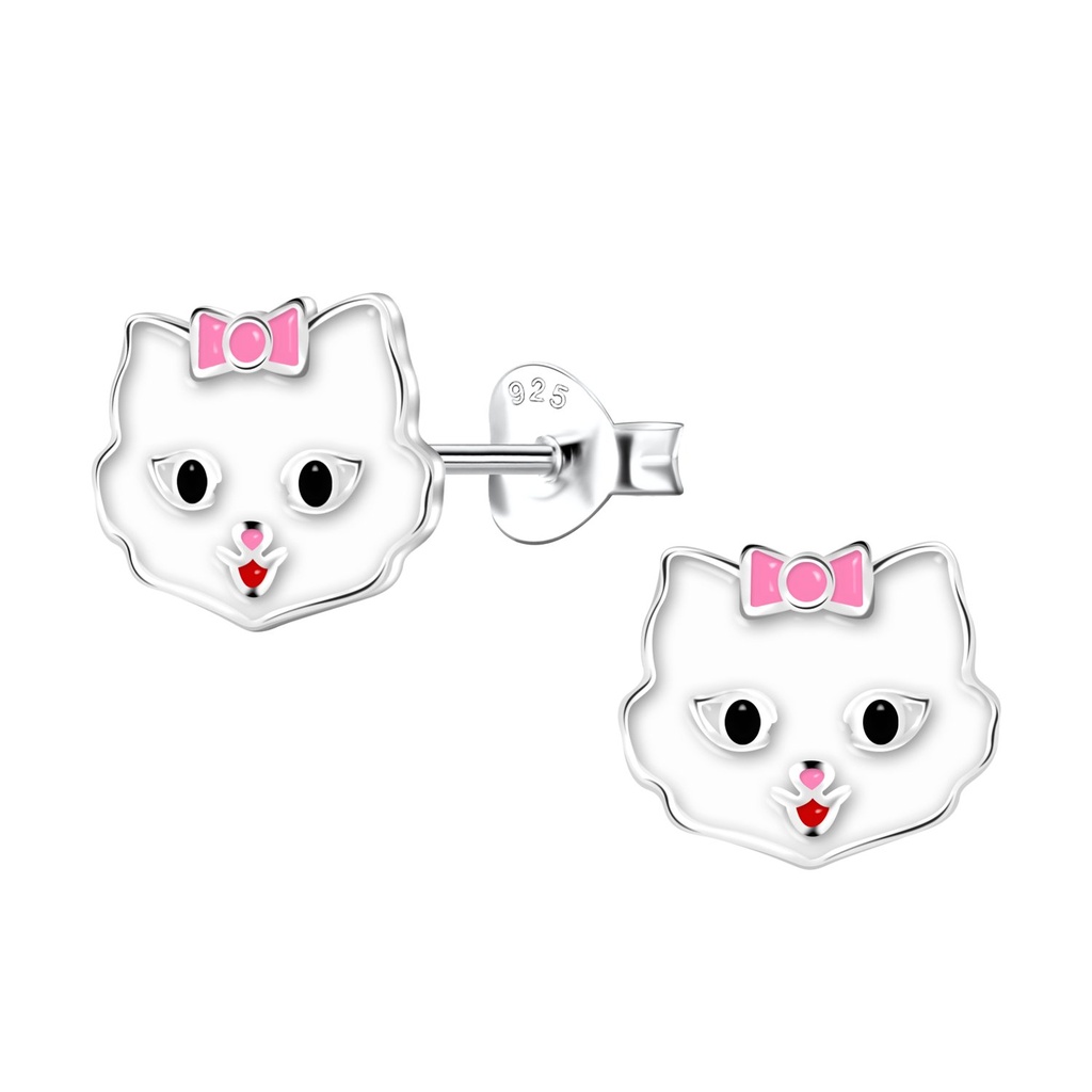 [10035794] Silver Cat Stud Earrings 