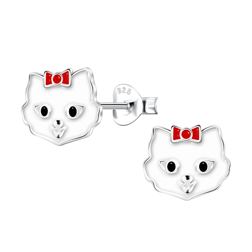 Puces d'oreilles chat en argent