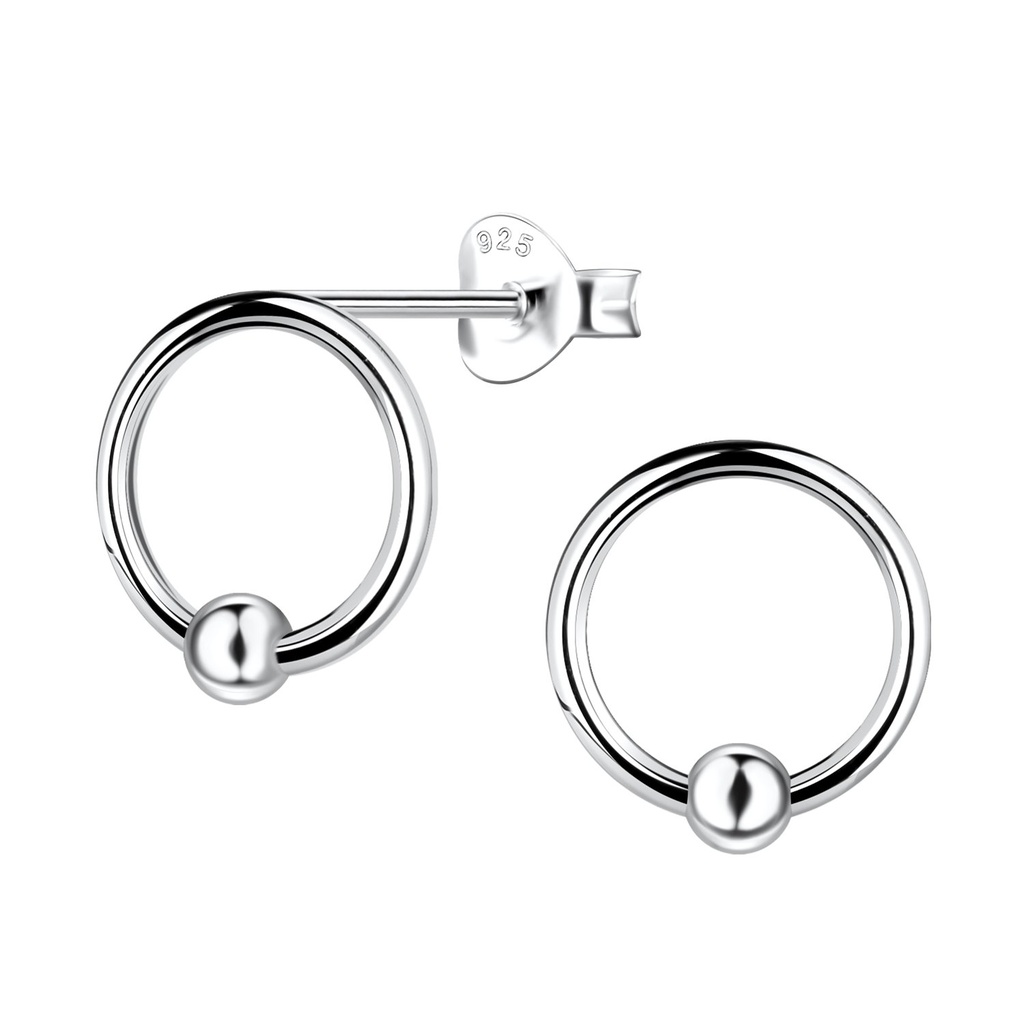 Silver Circle Stud Earrings