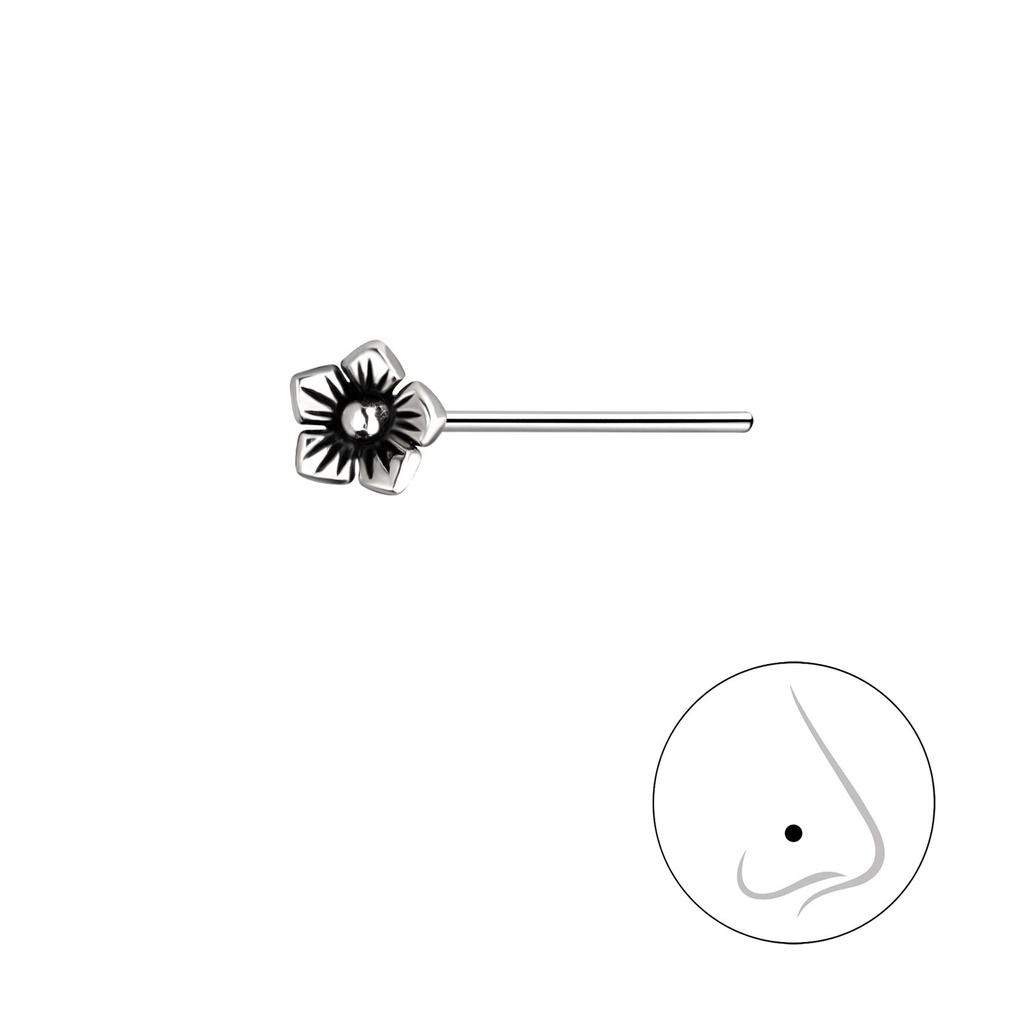 Clou de nez fleur en argent