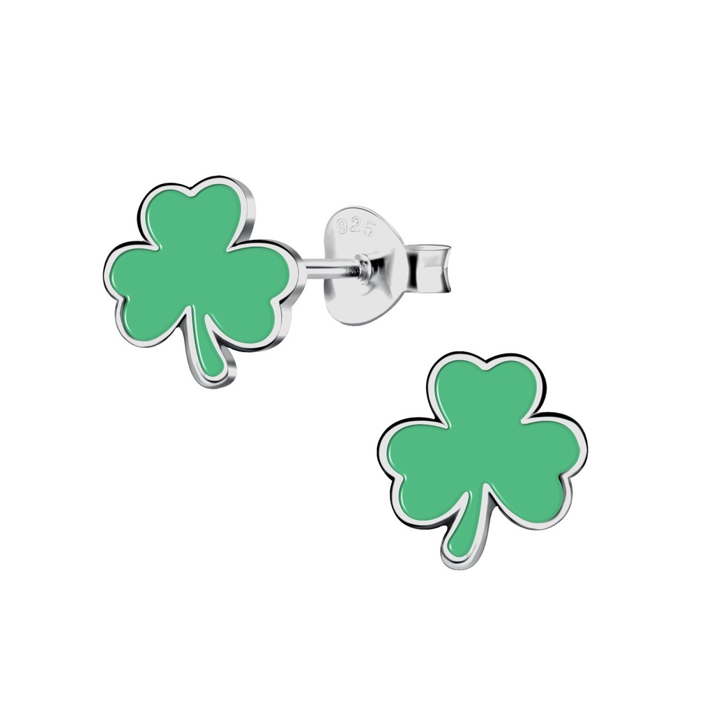 Silver Shamrock Stud Earrings