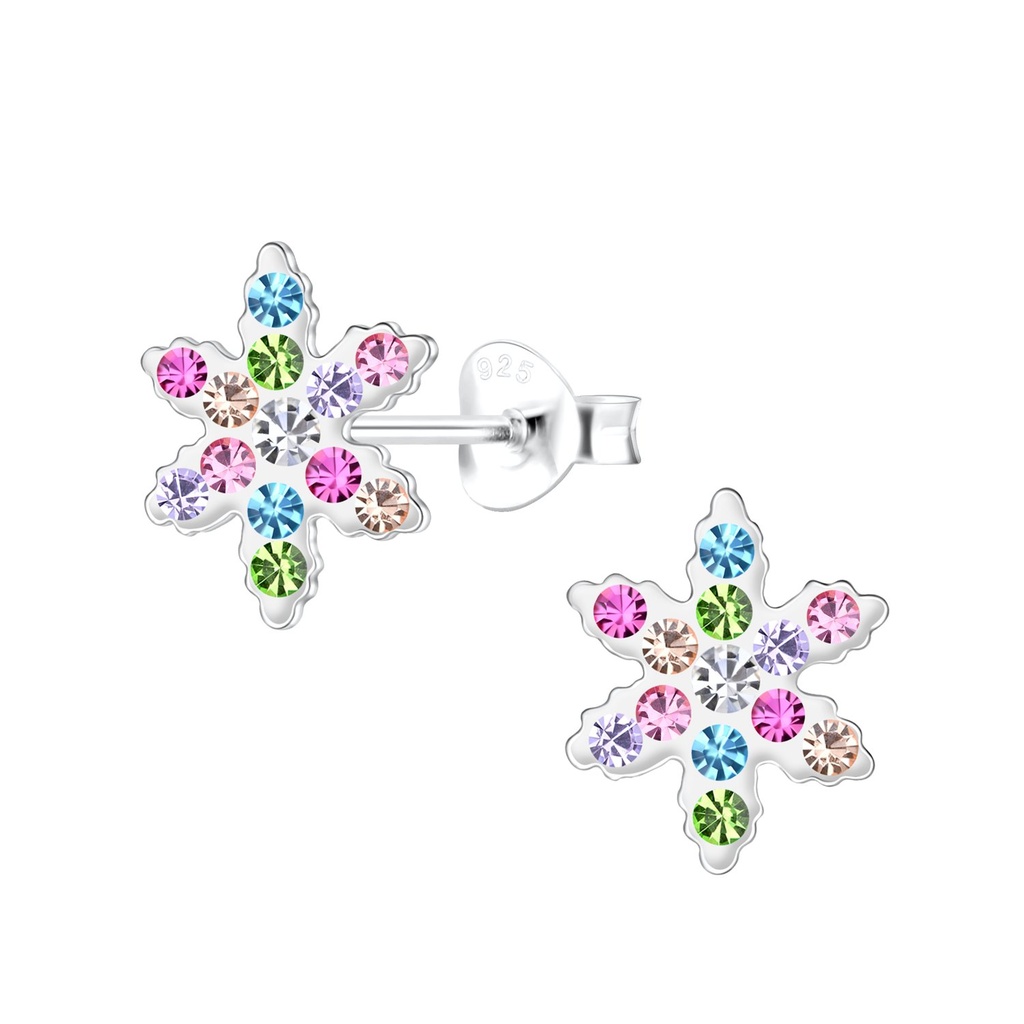 Puces d'oreilles flocon de neige en argent
