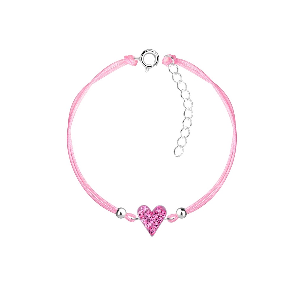 [10035171] Bracelet cordon en argent cristal cœur