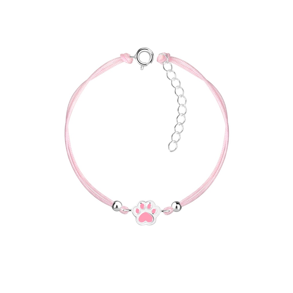 Bracelet cordon empreinte de patte en argent