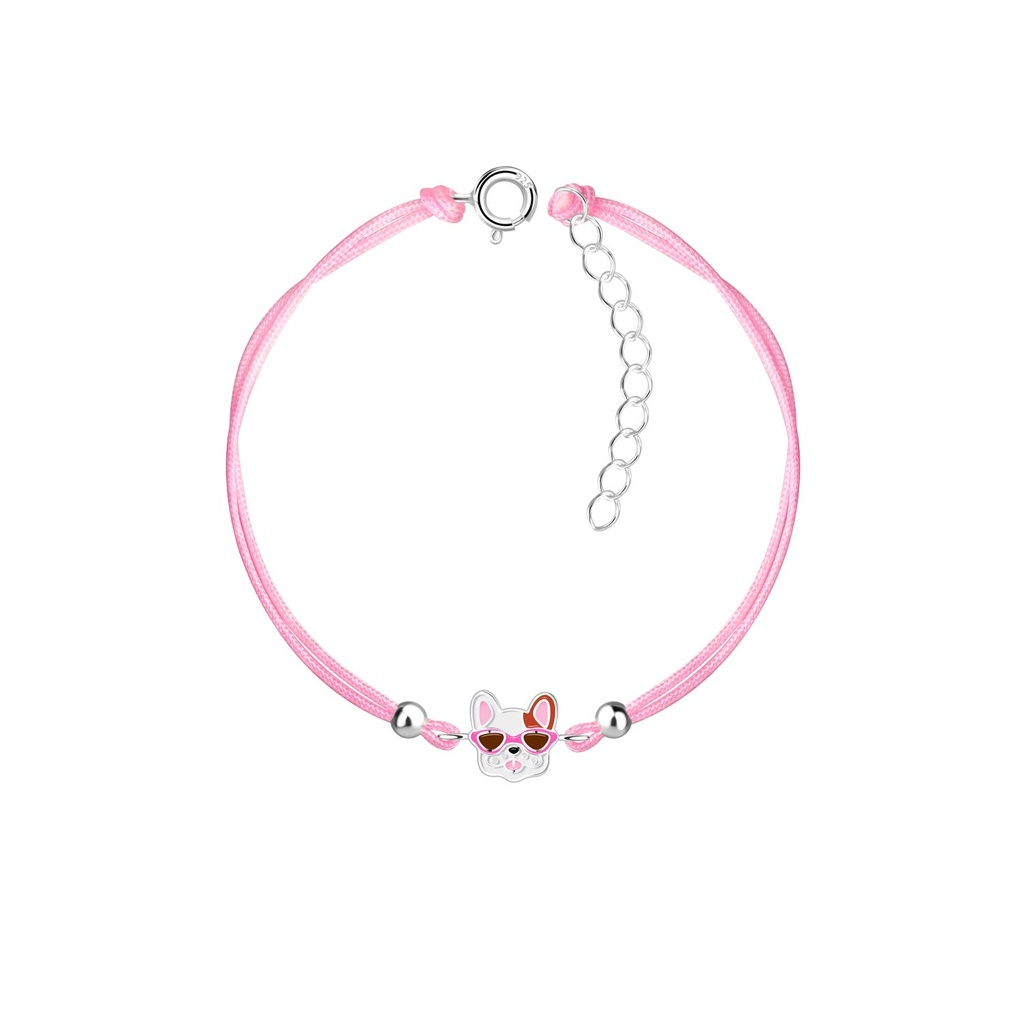 [10035178] Silver French Bulldog Cord Bracelet
