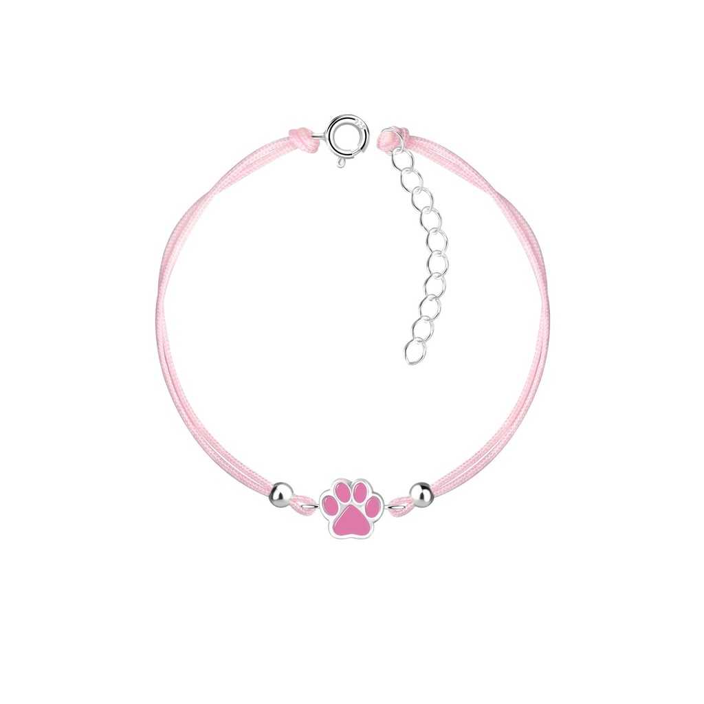 Silver Paw Print Cord Bracelet