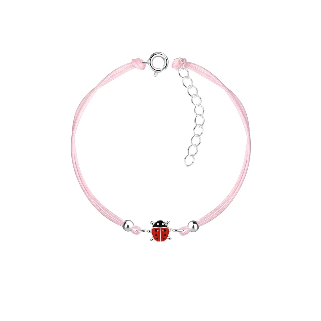 [10034963] Bracelet cordon coccinelle en argent