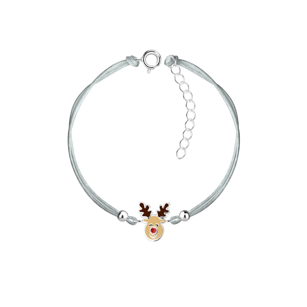 [10035163] Silver Reindeer Cord Bracelet