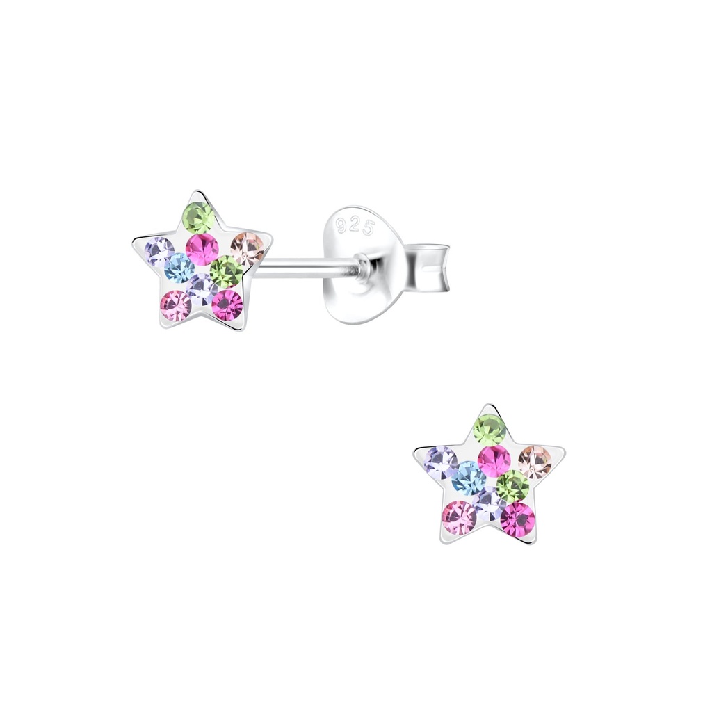 Silver Star Crystal Stud Earrings