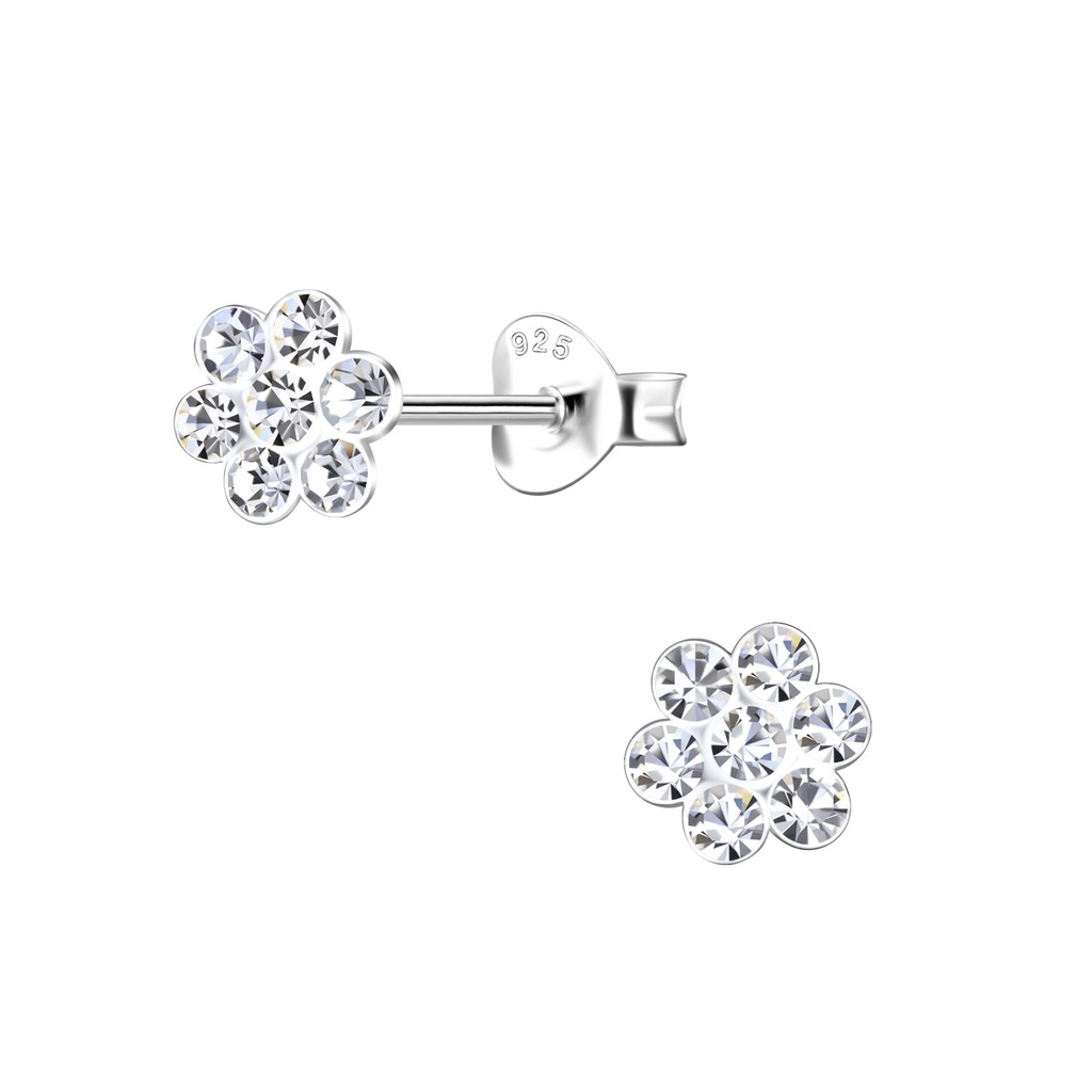 [10032876] Silver Flower Stud Earrings