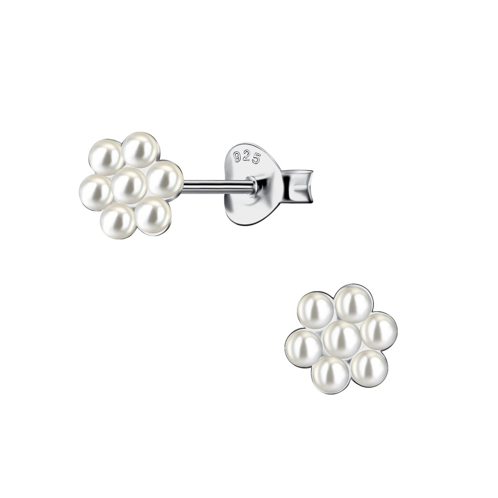 [10033888] Silver Flower Stud Earrings