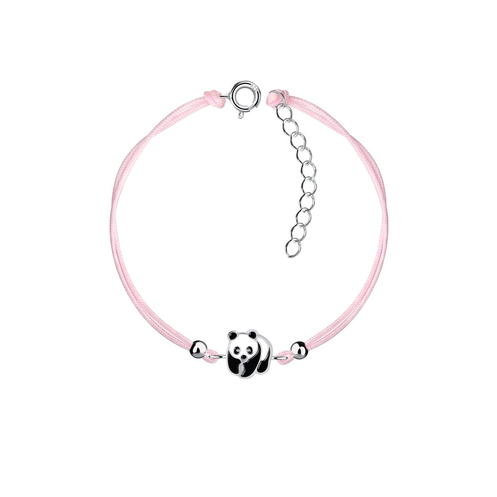 Bracelet cordon panda en argent