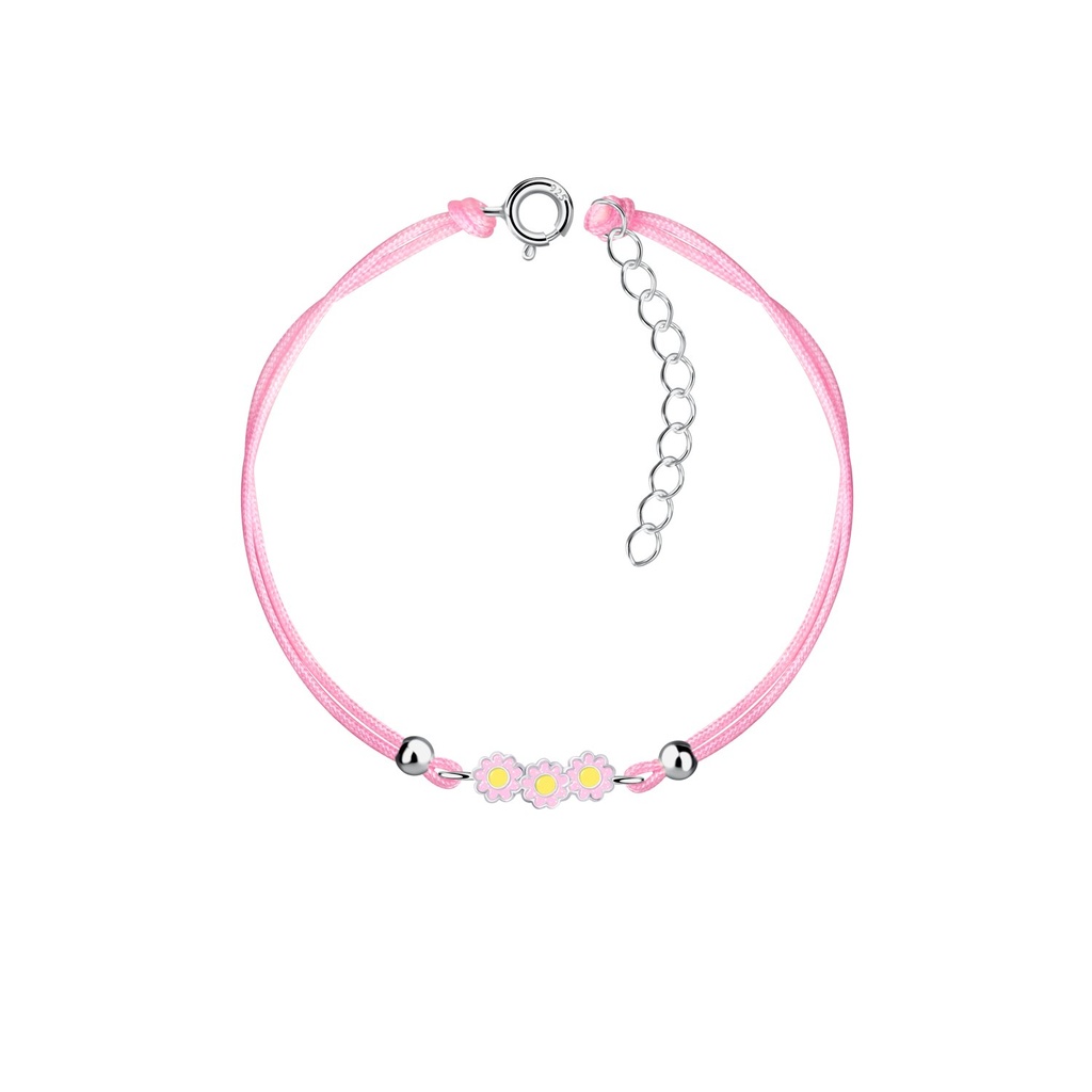 Silver Triple Daisy Cord Bracelet