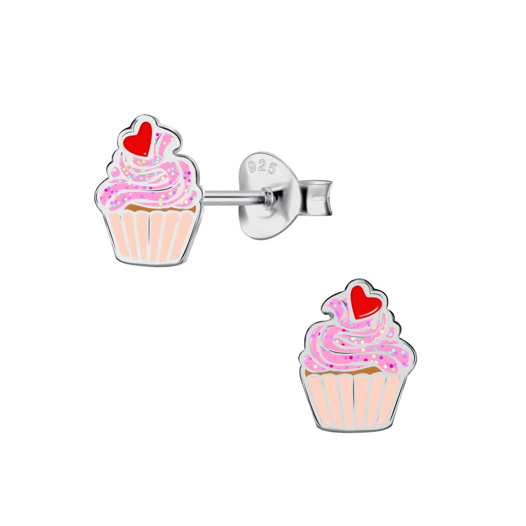 Puces d'oreilles cupcake en argent