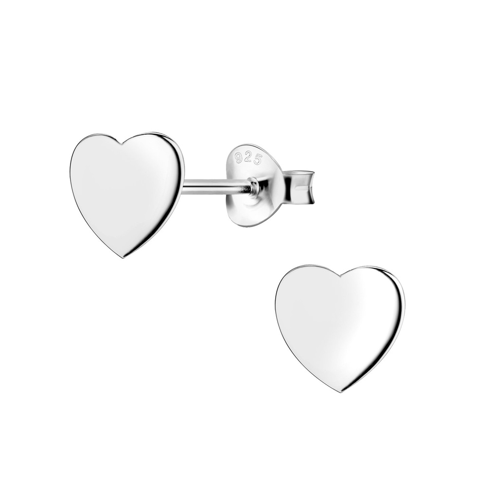 Silver Heart Stud Earrings