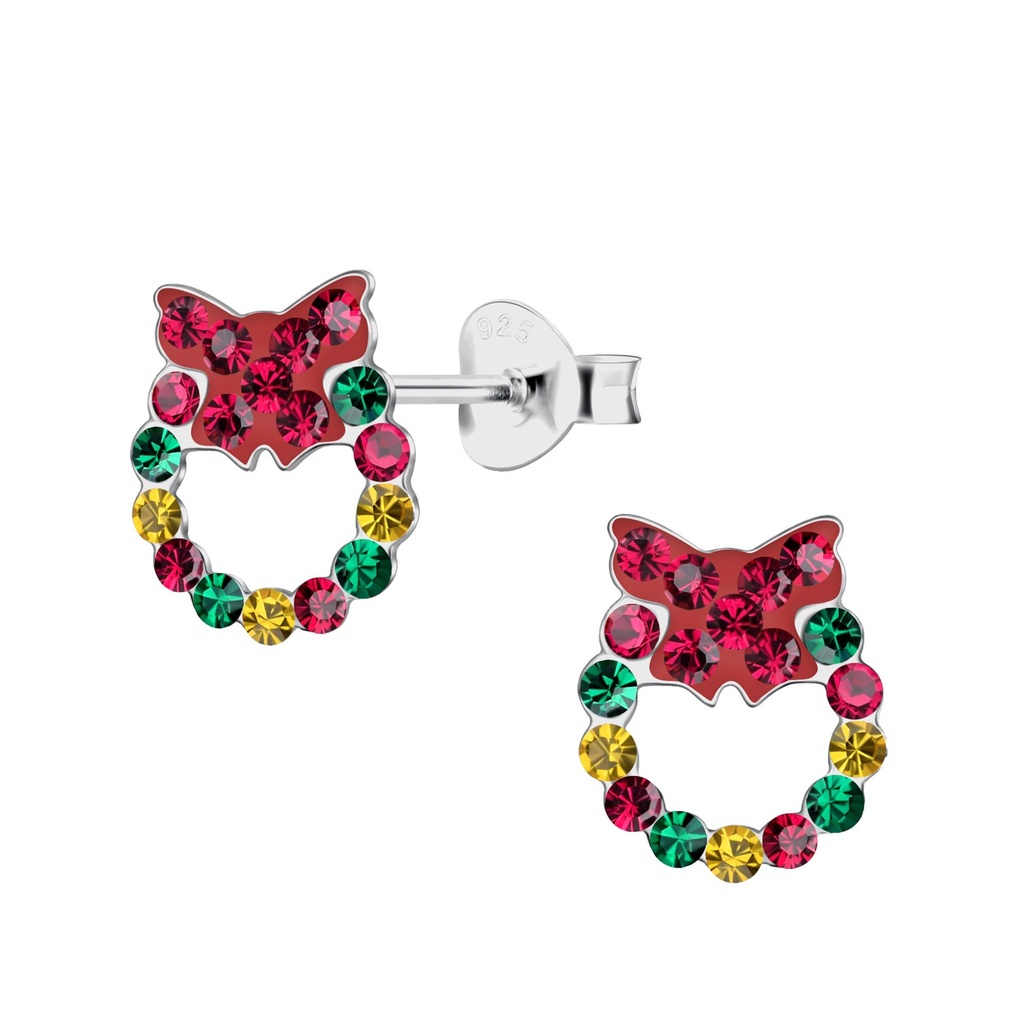 [10033126] Puces d'oreilles couronne de Noël en argent