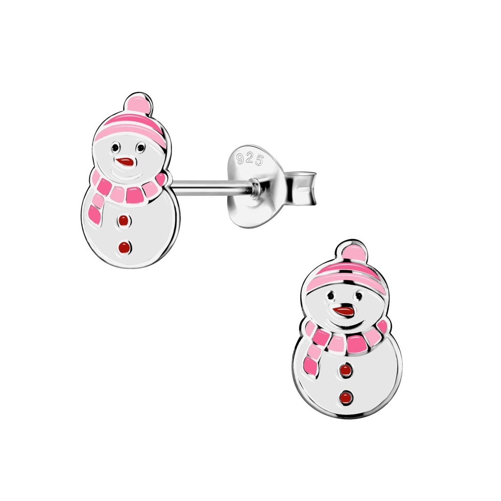 [10033117] Silver Snowman Stud Earrings
