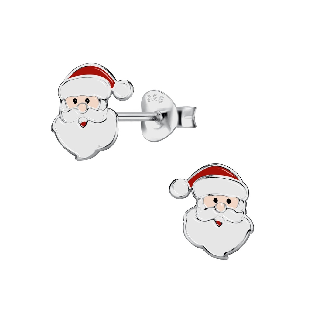[10033115] Puces d'oreilles père Noël en argent
