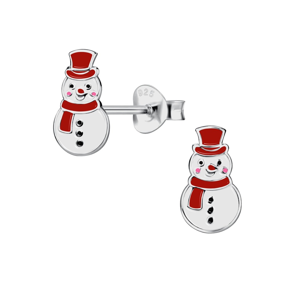 [10033135] Silver Snowman Stud Earrings