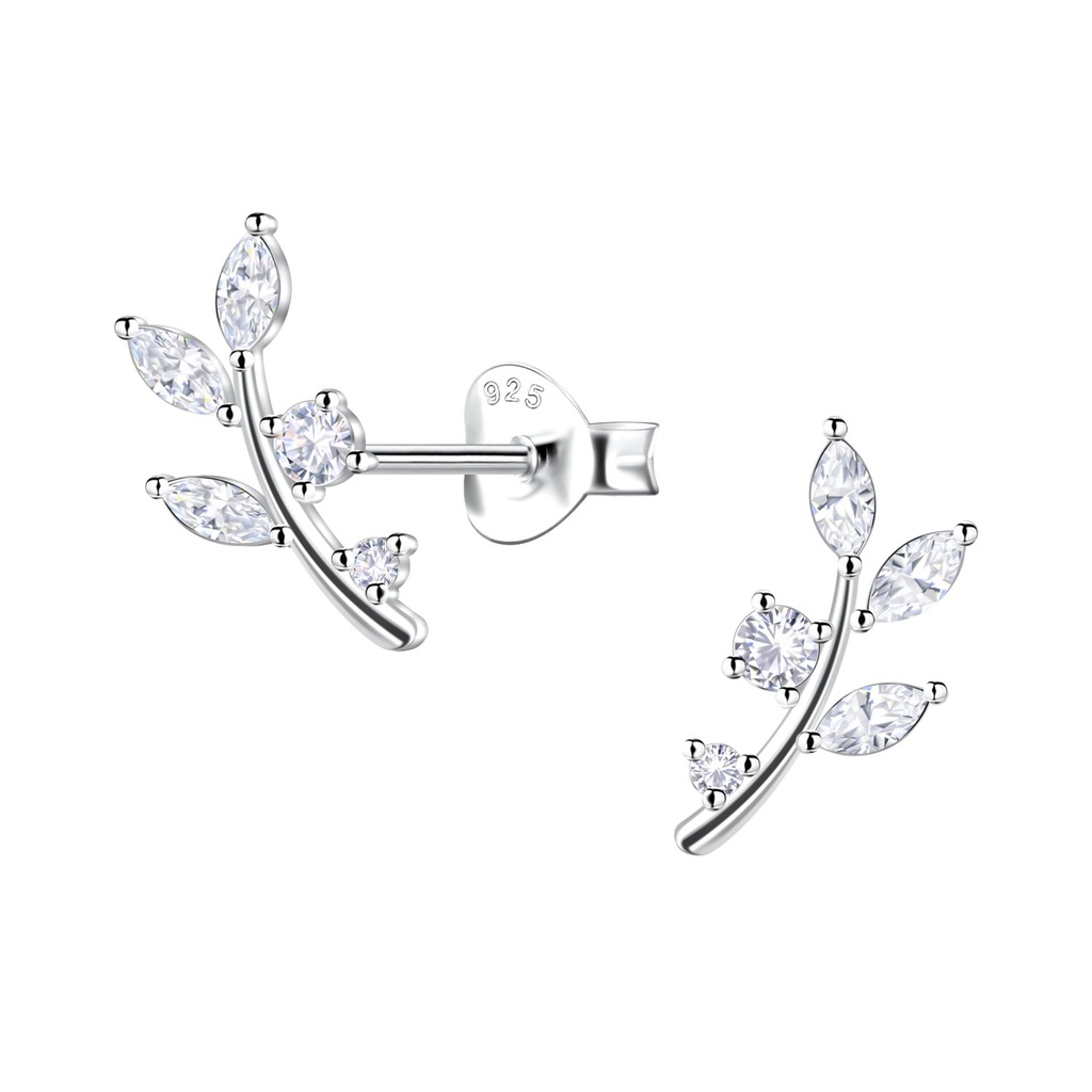 Puces d'oreilles feuille en argent